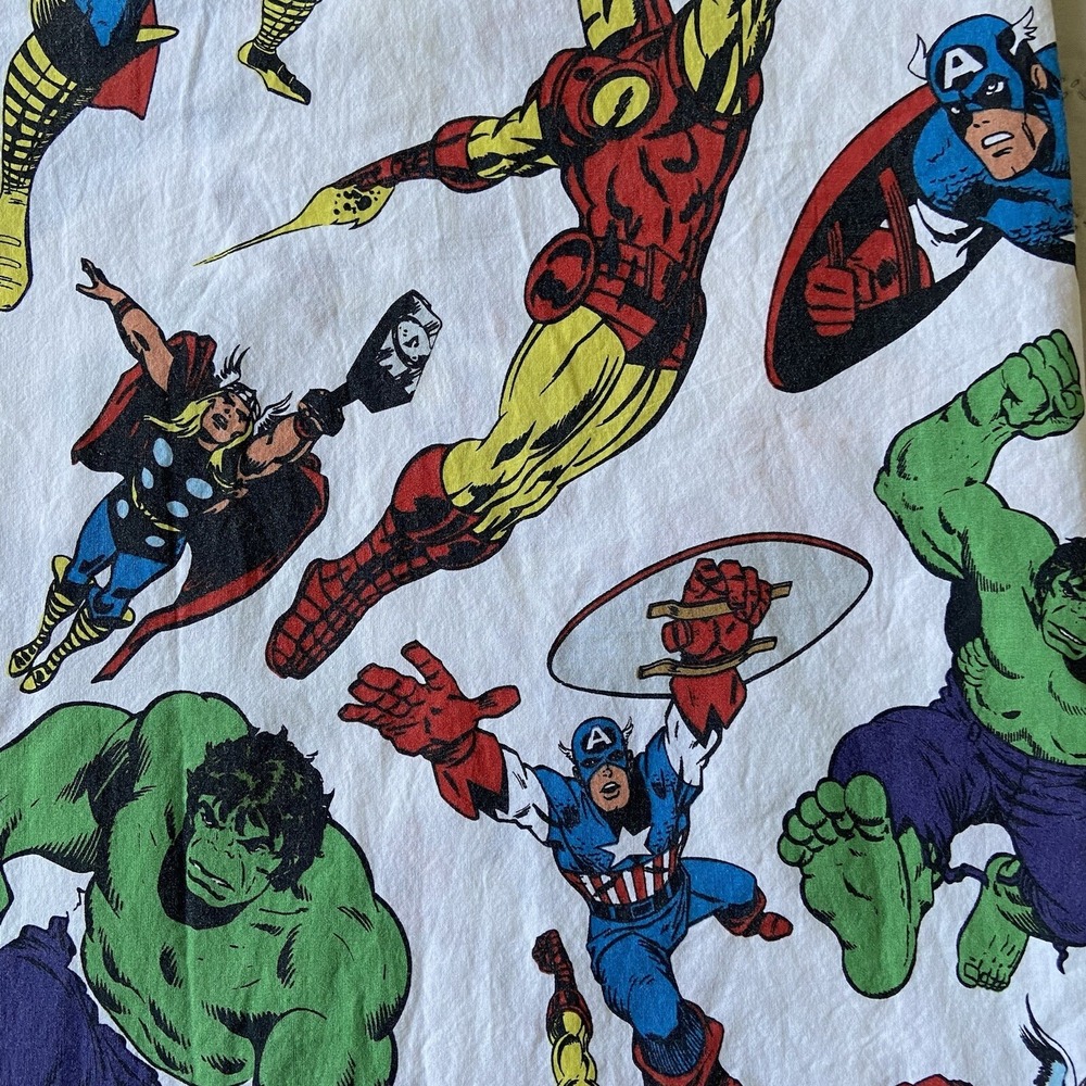 POTTERY BARN KIDS AVENGERS Marvel Comics Twin Size Flat Sheet Laundry Bag Lot